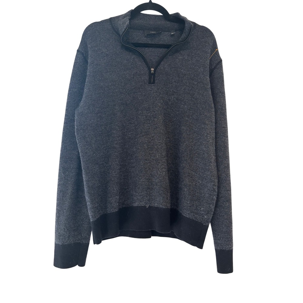 Vince sx XL black merlino wool 1/4 zip preppy minimalist sweater O